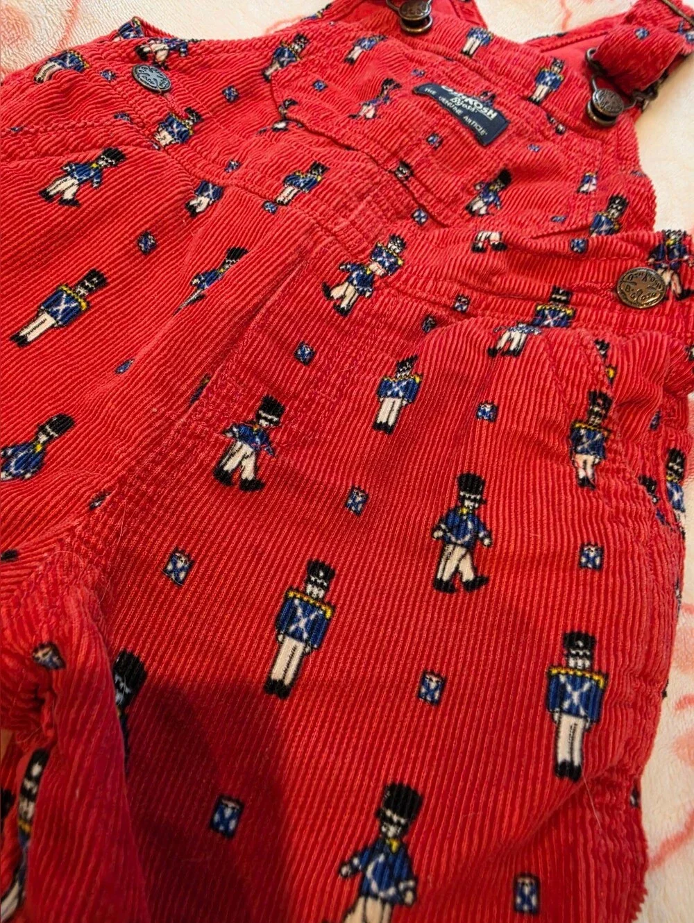 Osh Kosh B'gosh Nutcracker Soldier 9 Month Overalls Red Baby Boy